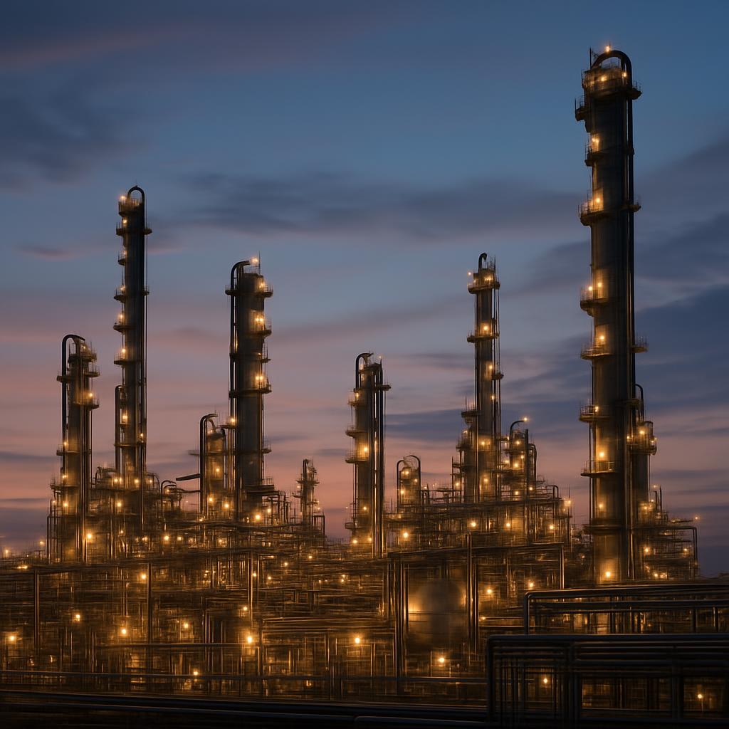 Oil Refinery at Dusk